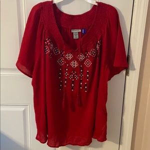 Red, white, & blue blouse